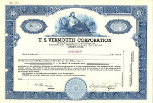 U.S. Vermouth Corporation - Specimen Stock Certificate